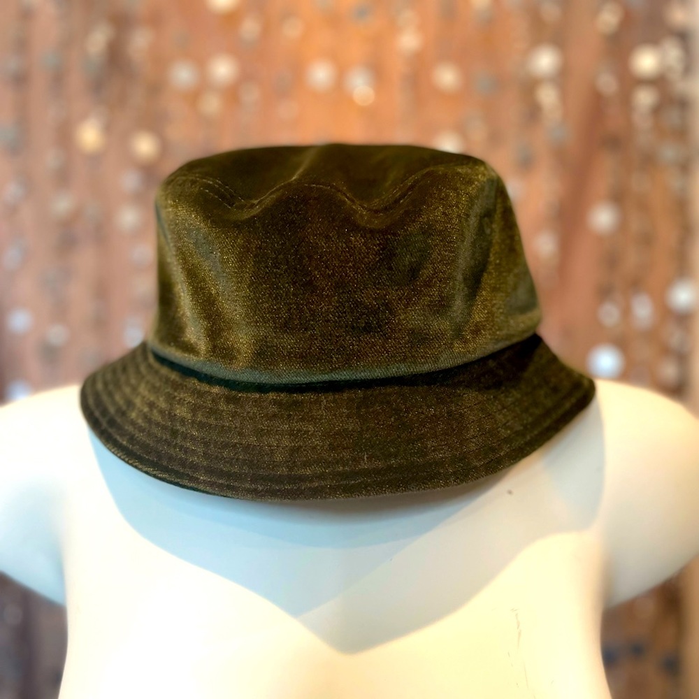 Velour Bucket Hat Deep Green - New Condition - Never Worn
